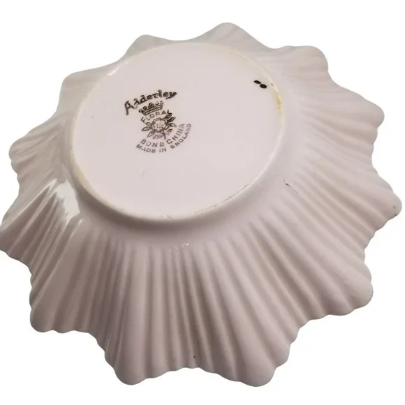 Vintage Adderley Floral Bone China England Scalloped Gold Trim Pink Dish 1960 - Picture 2 of 8